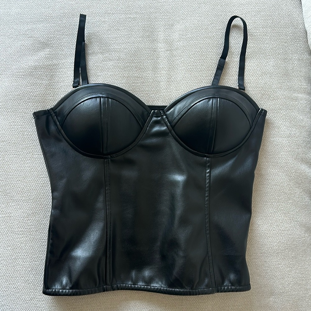 JLUX LABEL Faux Leather Bustier